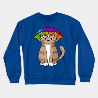 Umbrella Hat Cat Crewneck Sweatshirt